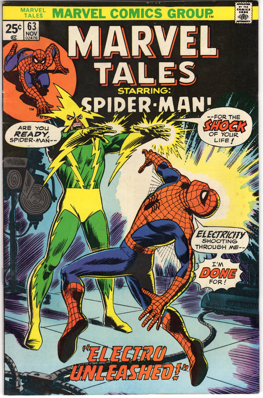 Marvel Tales Starring Spider-Man - Issue #63 "Electro Unleashed" (Nov. 1975 - Marvel Comics) FN-