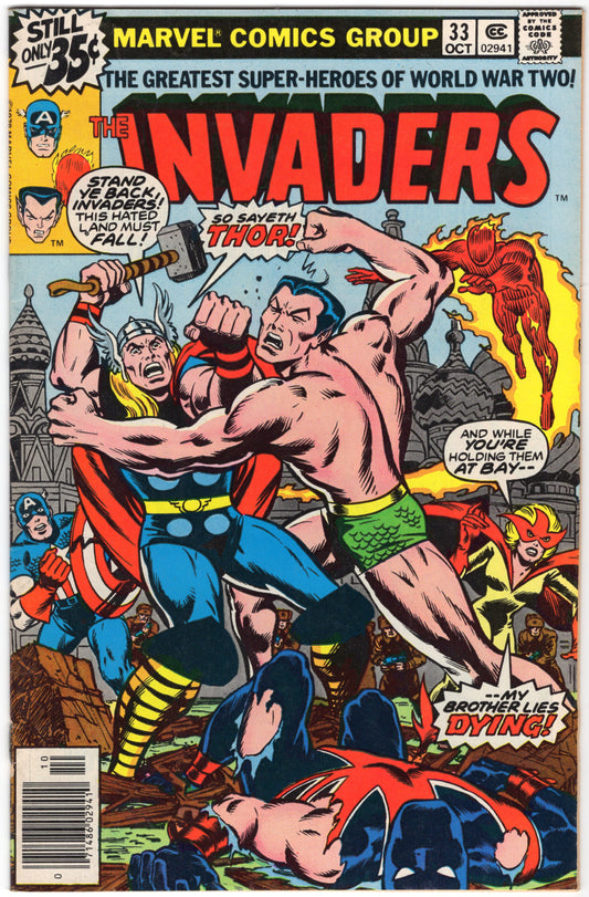 The Invaders - Issue #33 "Thor vs. Sub-Mariner" (Oct. 1978 - Marvel Comics) VF-