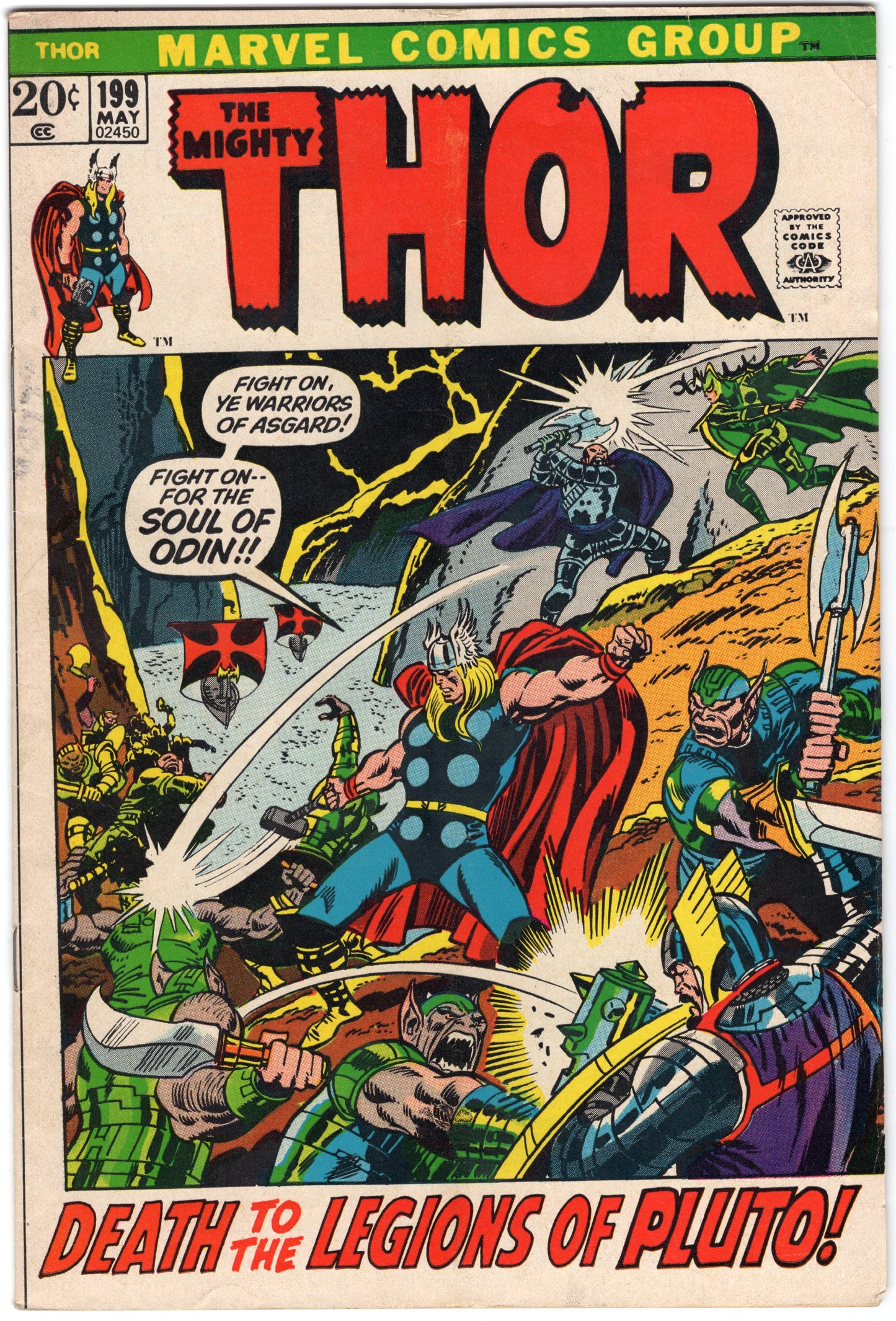Thor - Issue #199 "Death to the Leigions of Pluto!" (May, 1972 - Marvel Comics) FN-