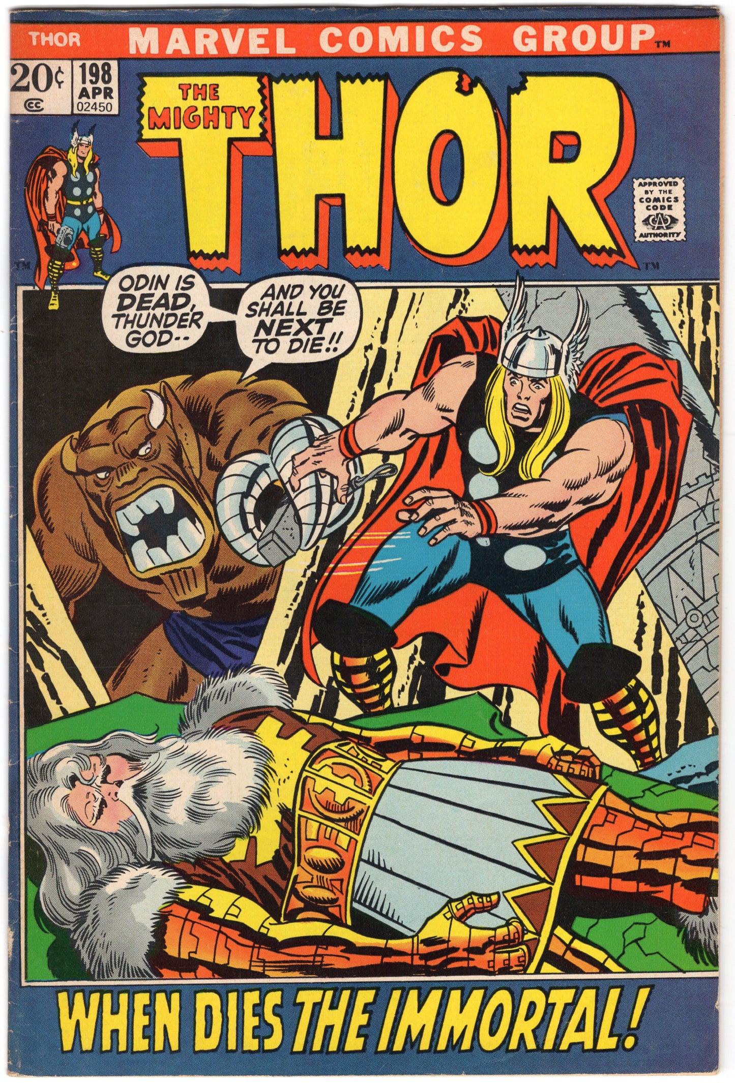 Thor - Issue #198 "When Dies The Immortal!" (Apr. 1972 - Marvel Comics) FN-