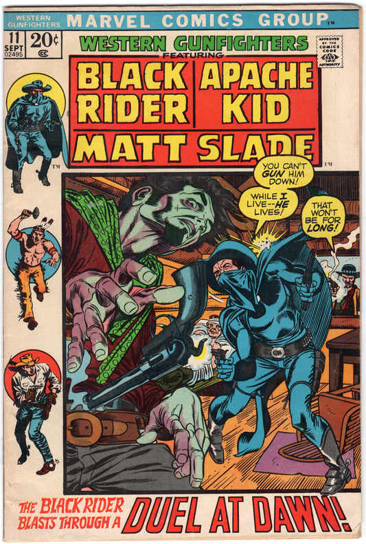 Western Gunfighters - Issue #11 "Black Rider, Apache Kid, Matt Slade" (Sept. 1972 - Marvel Comics) FN-