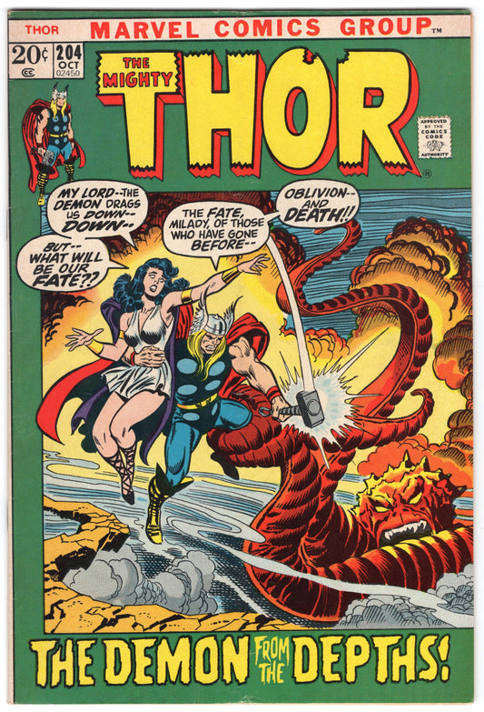 Thor - Issue #204 "Exiled on Earth!" (Oct. 1972 - Marvel Comics) FN-
